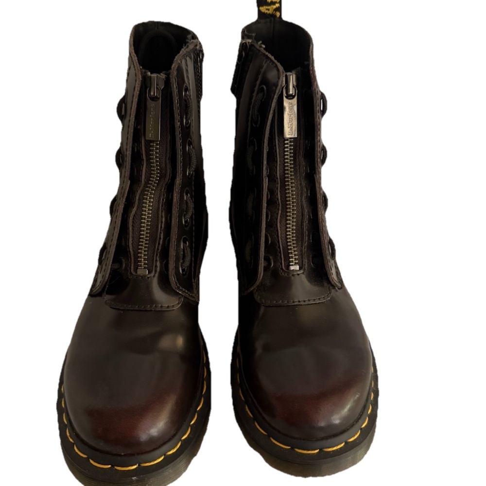 DR. MARTENS 1460 Twin Zip Combat Boots Women’s Girls Brown Size 6 Worn Once - Picture 10 of 15